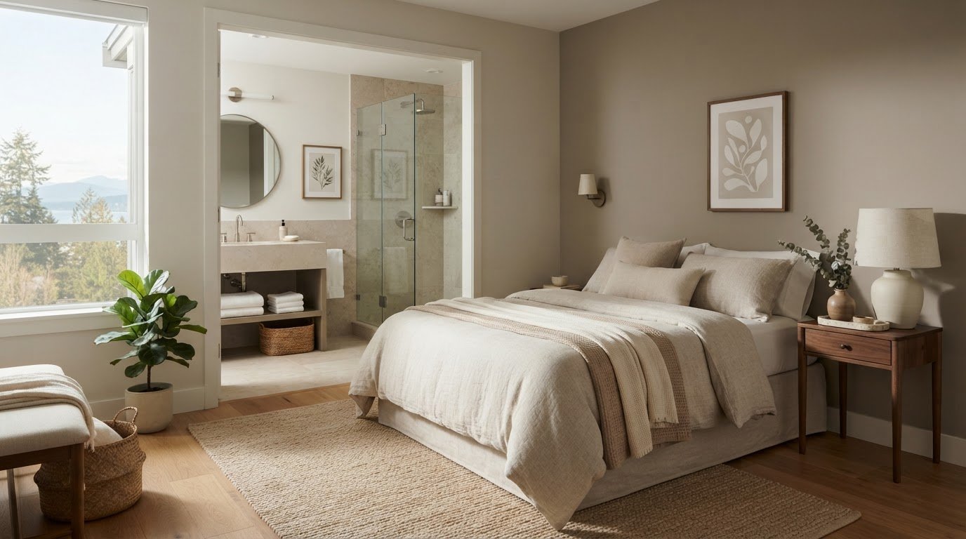 Townhouse Staging in Burnaby for Bedrooms and Bathrooms